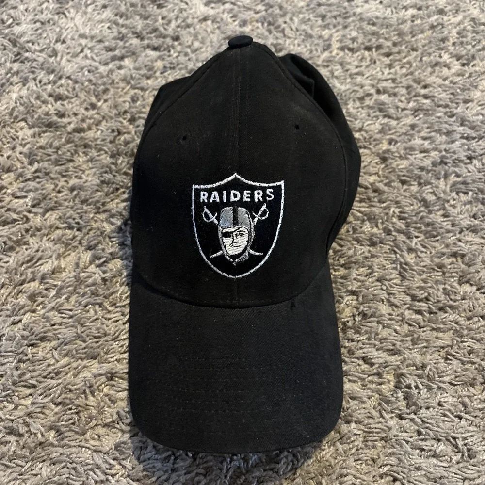 NFL Los Angeles Oakland Raiders Logo 7 Black Adjustable LIGHT UP Hat Vintage New